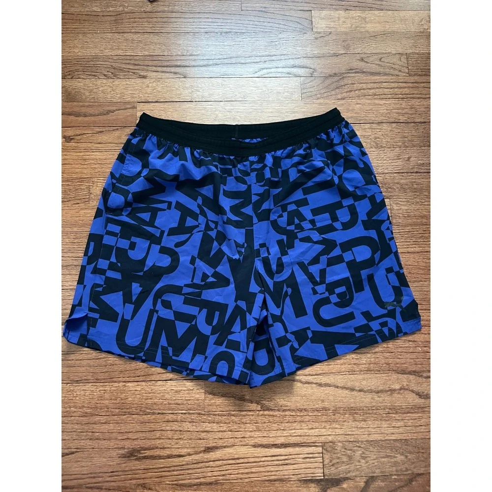 Puma Athletic Shorts Mens XL Blue Graphic Print dryCELL Workout Gym